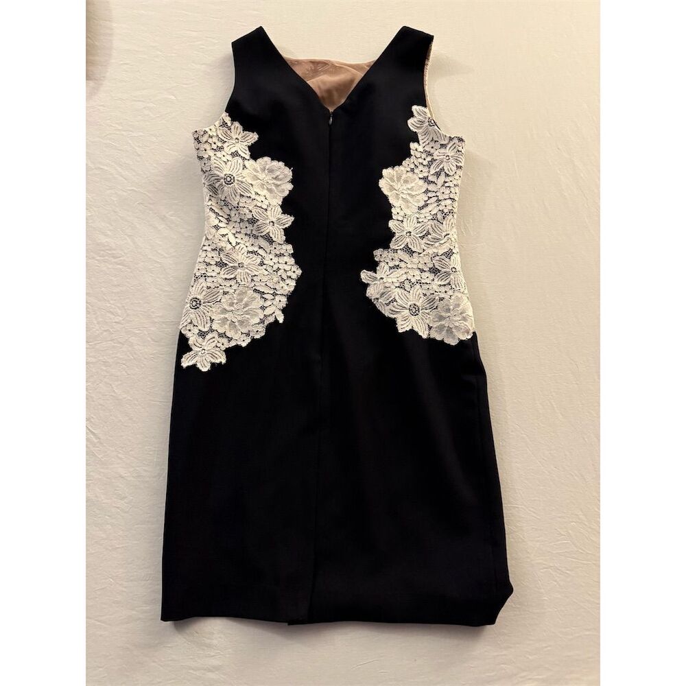 Ralph‎ Lauren Women's Size 8 Navy Lace Sheath Dress Formal Sleeveless